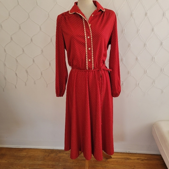 Vintage Dresses & Skirts - Vintage Country Swing Dress By Toni Todd • Polka-dots • Tagged Size 16